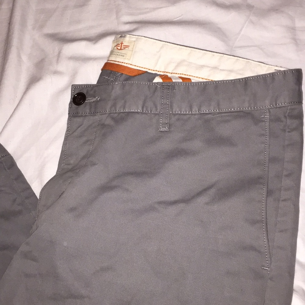 Gray Dockers Khaki Pants in Gray